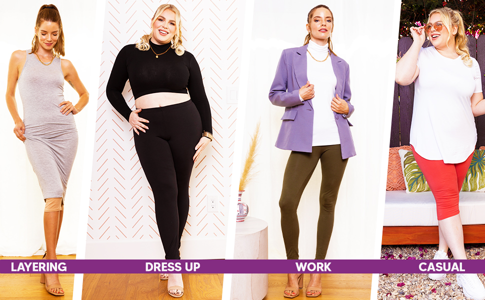 Women's and Plus Size Knee Length and Ankle Length Leggings how to wear
