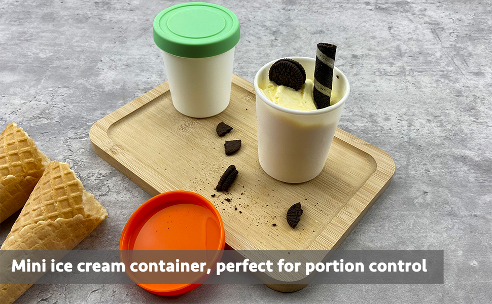 CAMKYDE 6oz Mini Ice Cream Containers with Silicone Lids