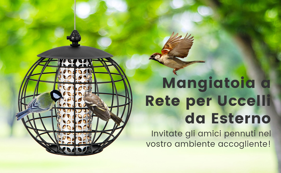 mangiatoie per uccelli in giardino