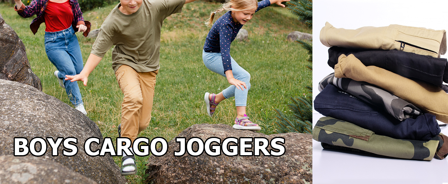 Comfortable year-round wear for kids with boy's cargo joggers, made with soft and durable fabric.