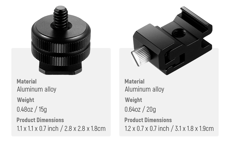NEEWER 8Piece 1/4” Cold Shoe Mount and Hot Shoe Flash Stand Adapter Set for DSLR Camera Rig