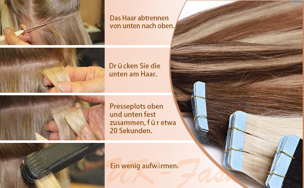Tape Extensions Echthaar 20 Tressen 50g Echthaar