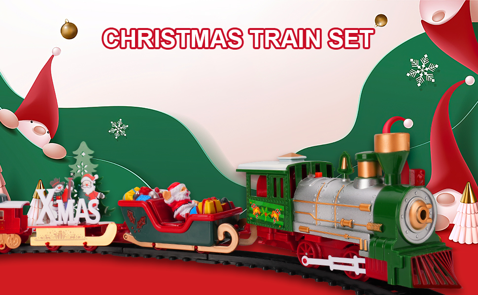 Luckits Christmas Train Set for Under Tree, 20 Pcs Electric Train Set
