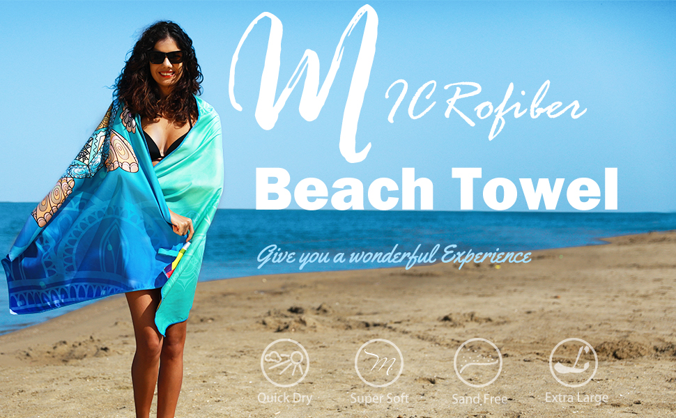 Microfiber Lightweight Beach Towel Sand Free Quick Dry