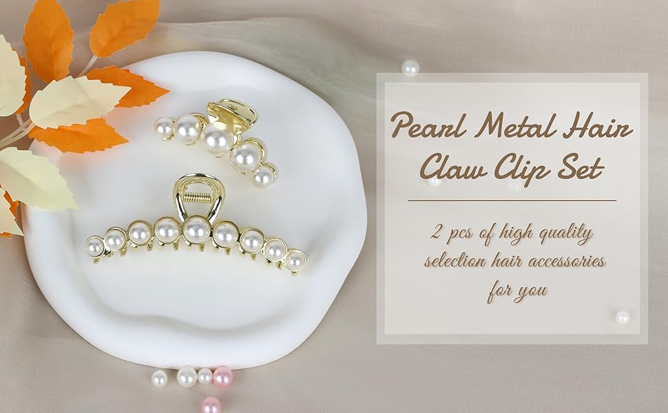 PEARL METAL HAIR CLAW CLIPS