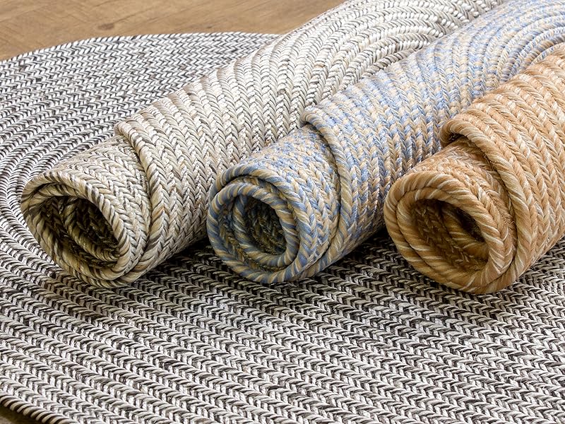 Super Area Rugs Dark Gray/Light Gray Braided Rug Farmhouse