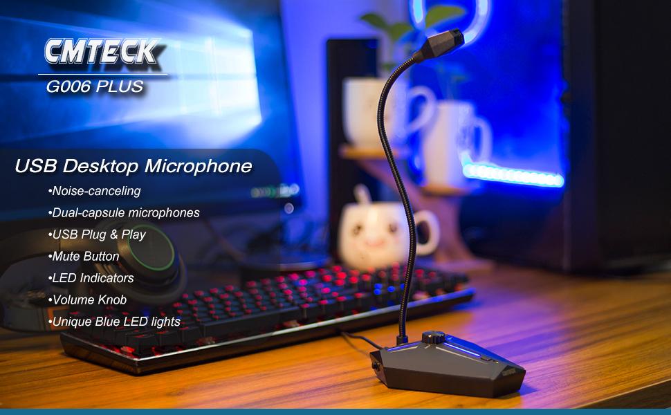 CMTECK Computer Microphone, G006Plus USB Desktop Condenser PC Laptop