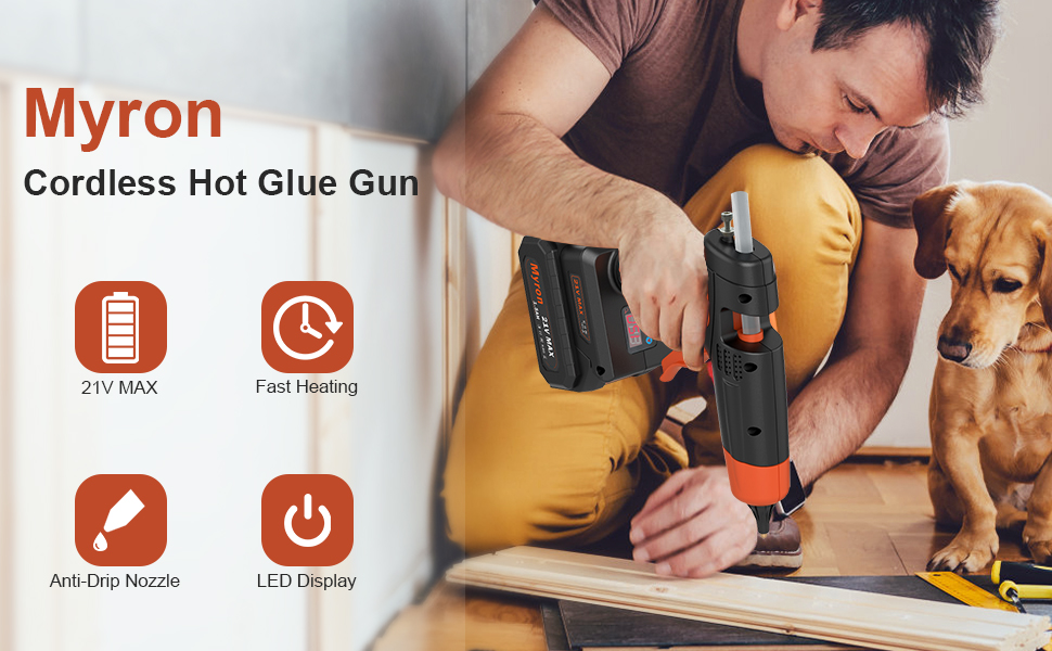 Cordless Hot Glue Gun, Myron 70W Fast Heating Glue Gun Temperature