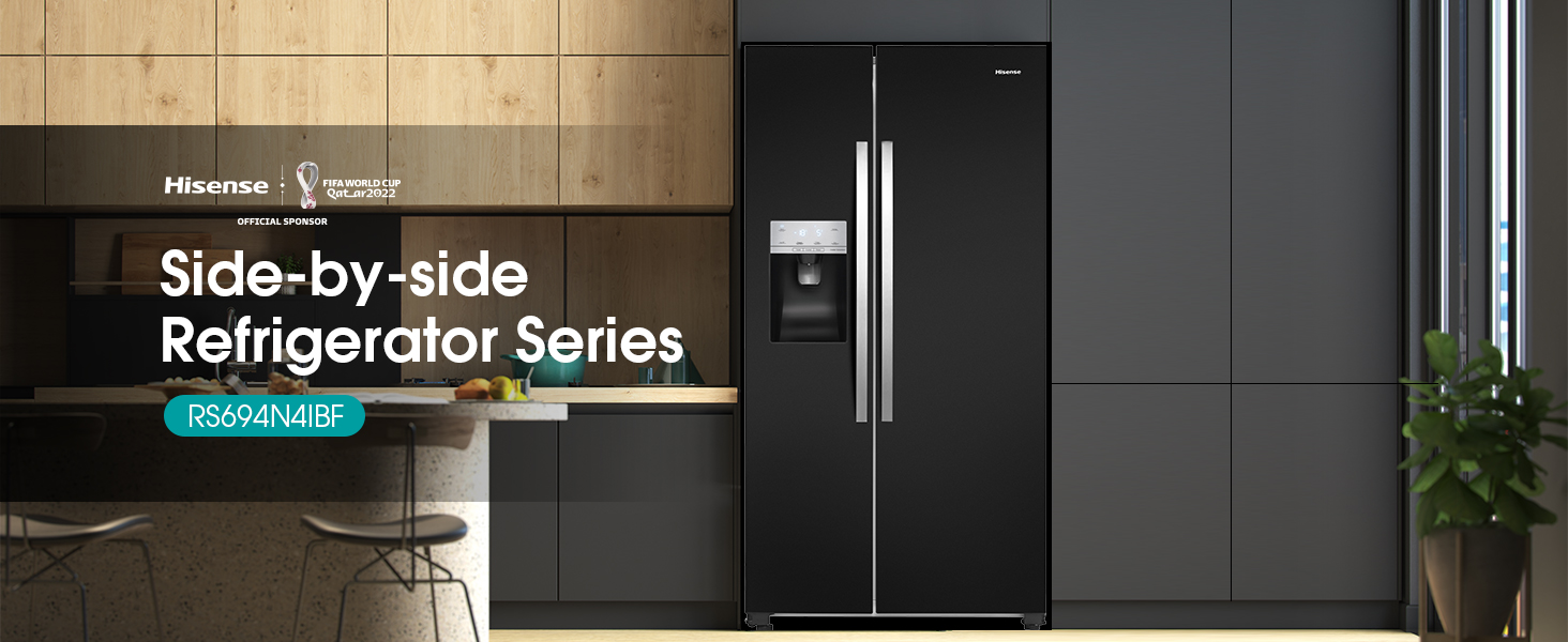 Hisense RS694N4IBF Freestanding Sidebyside Door American Fridge