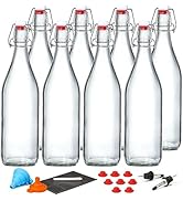 8 Pack [1 L / 33 fl. oz.] Swing Top Glass Bottles w/ Airtight Stopper Lids – Flip Top Brewing Bot...