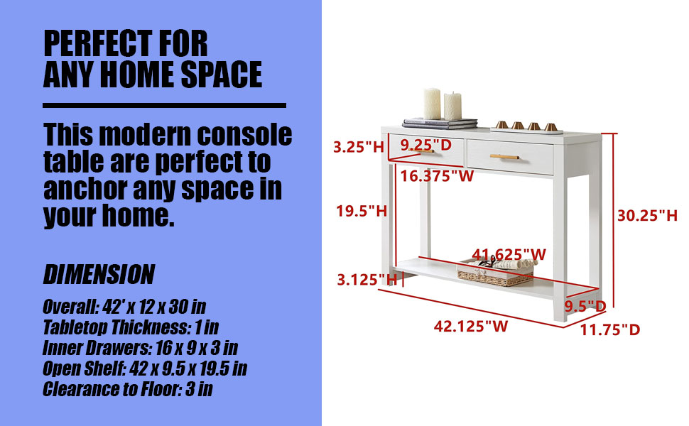 Kings Brand Furniture Modern Console Table with 2 Storage