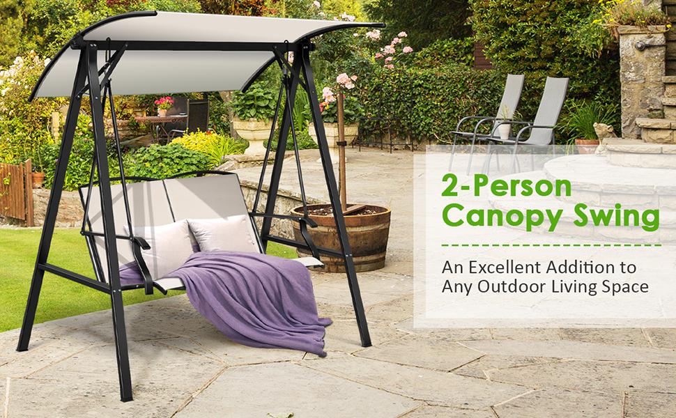 Tangkula 2Person Patio Swing, Weather Resistant Porch