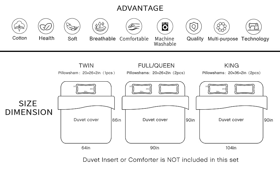 Merryfeel Cotton Duvet Cover King Set,100 Cotton Yarn Dyed