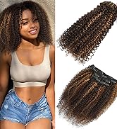 Urbeauty 4/30 Kinky Curly Clip in Hair Extensions,10 Inch 3c 4a Clip in Hair Extensions for Black...