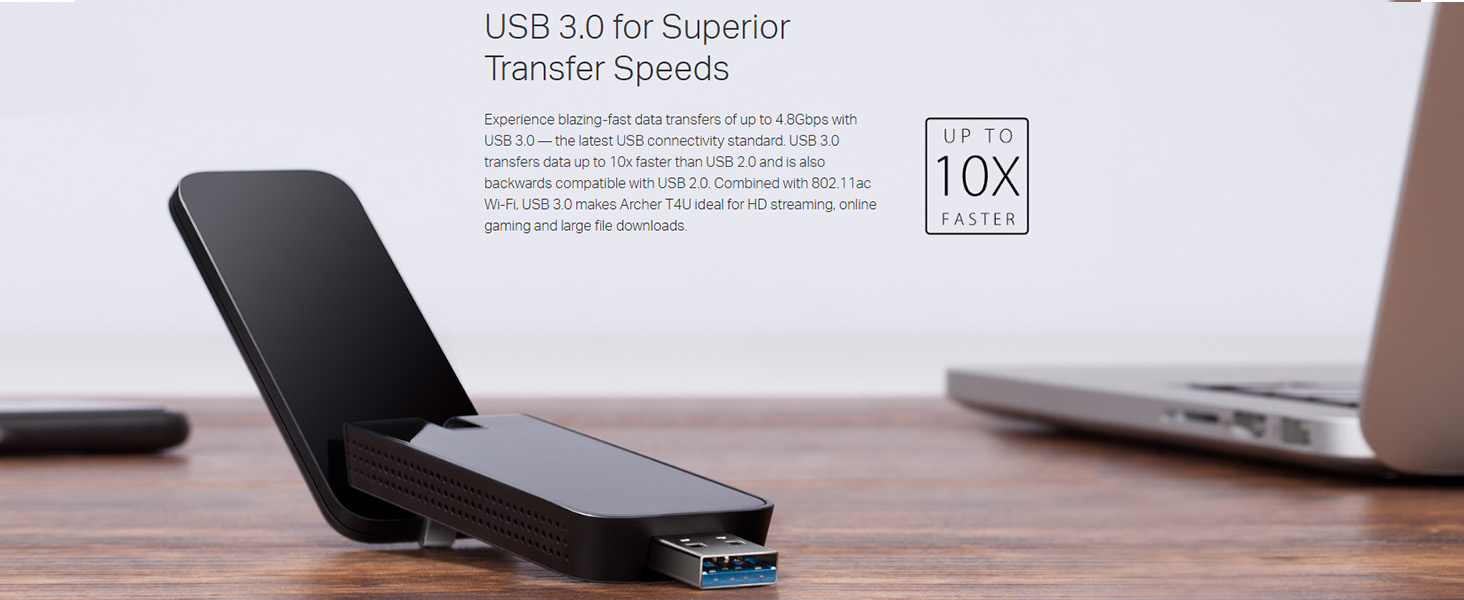 Archer T4U AC1300 High Gain Wireless Dual Band USB Adapter