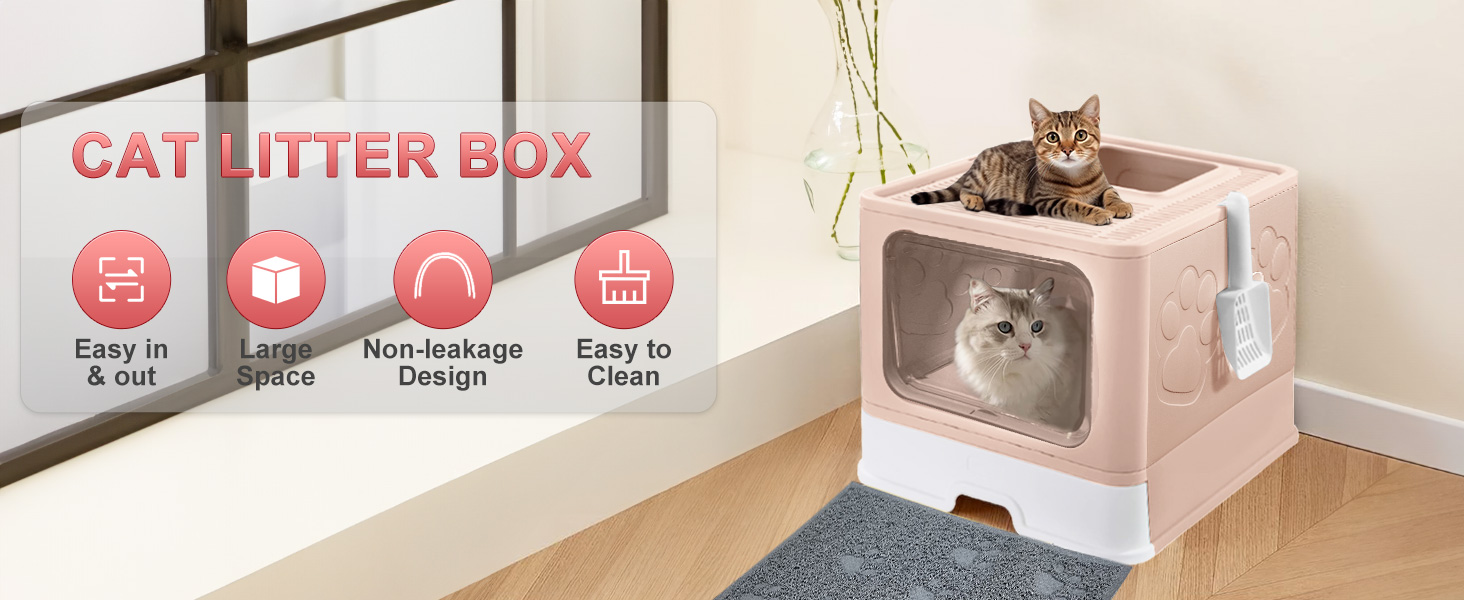 Upgrade Portable Litter Box, Top Entry Cat Litter Box with