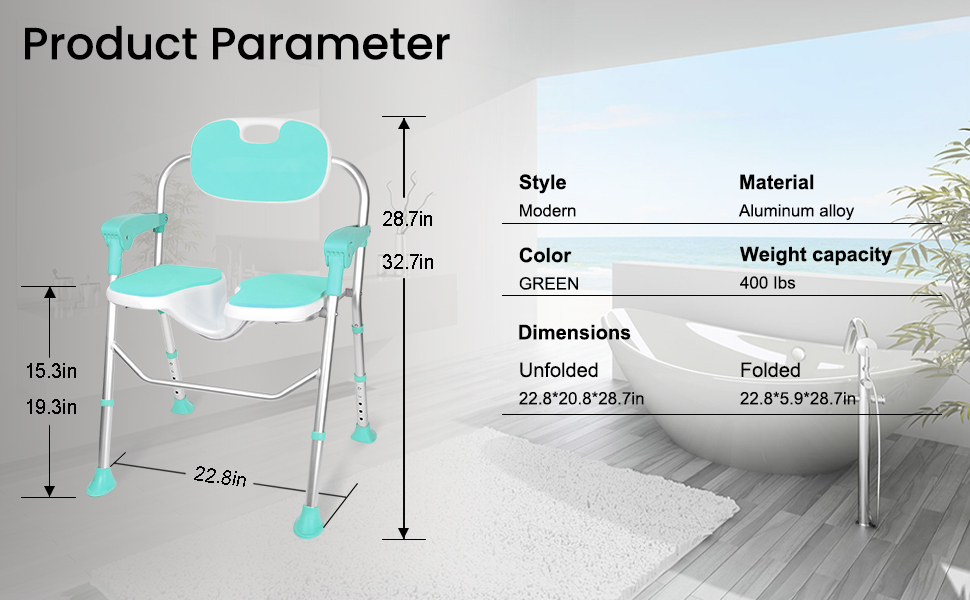 UShaped Folding Shower Chair, Collapsible Shower Chair for
