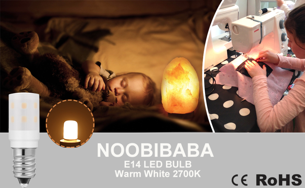 Salt Lamp Bulb LED, E14 LED Light Bulb 2W 230V 2700K Warm White, 15W