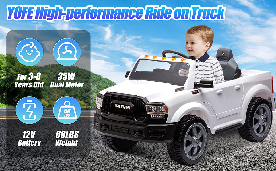 12V Ride On Pickup Truck, Licensed Dodge RAM 2500 Electric