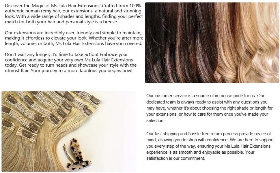 Ms Lula Clip in Human Hair Extensions, 22 Inch 150g 7pcs