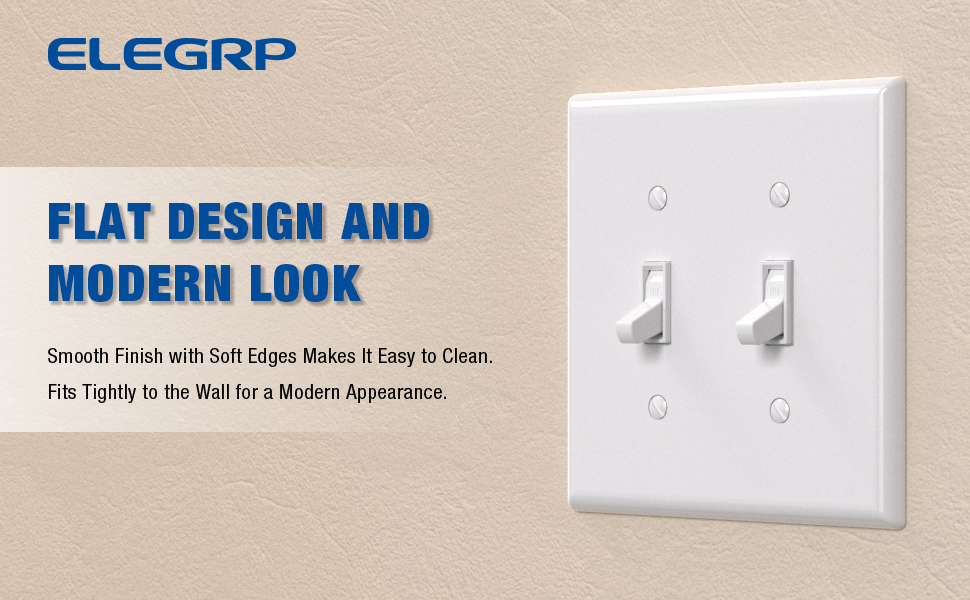 ELEGRP 2Gang Toggle Switch Wall Plates, MidSize Unbreakable Thermoplastic Faceplate Cover for