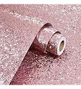 STICKEEP Cerise Pink Glitter Wallpaper Decorative Pink Glitter Contact Paper for Girls Bedroom Wa...