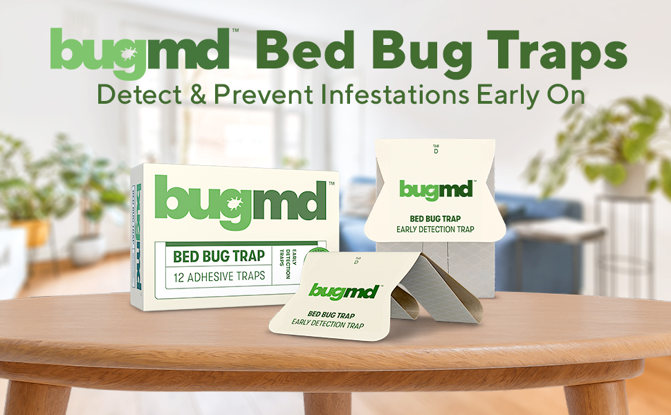 BugMD Bed Bug Trap (1 Pack, 12 Traps) Interceptors, Bed Bug Prevention, Glue