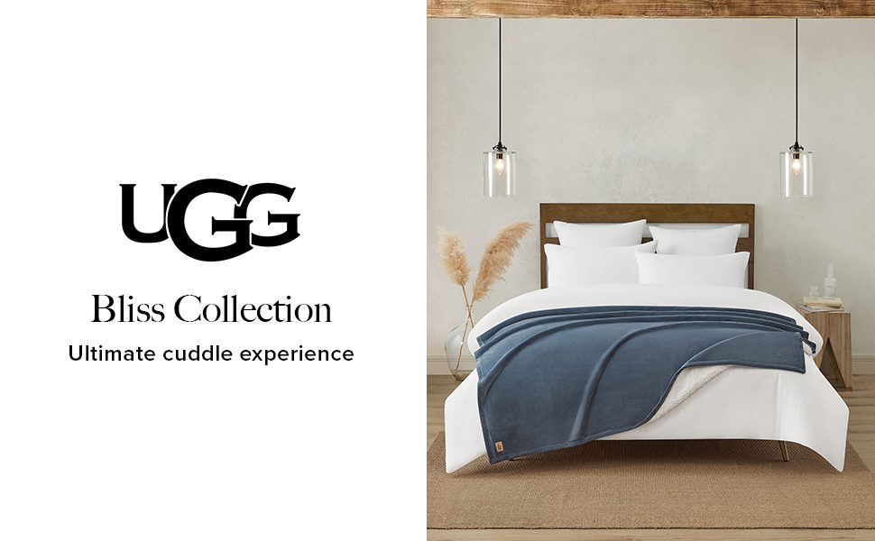 UGG Bliss Sherpa Throw Blanket Plush Oversized Reversible