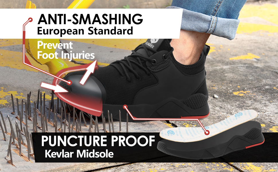 SUADEX Steel Toe Shoes for Women Lightweight Breathable