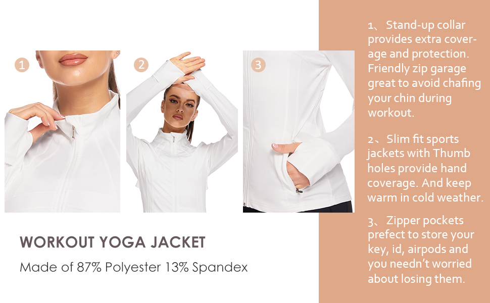 Slim Fit Long Sleeve Yoga Track Jacket with Thumb
