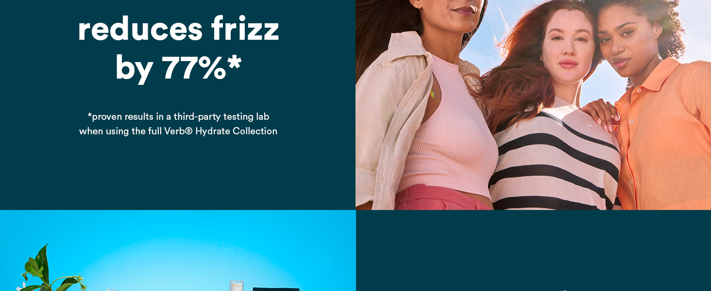 hydrate shampoo and conditioner reduces frizz by 77%