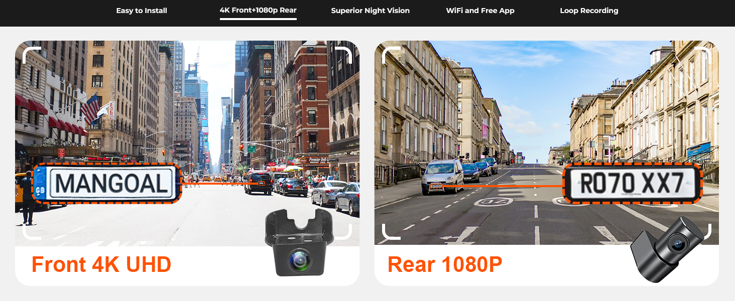 Front 4K & Rear 1080P Dash Cam Custom for Volvo XC40 & XC40