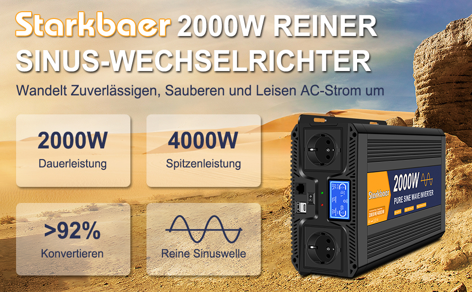 Wechselrichter Reiner Sinus 2000 Watt 12v Netzvorrangschaltung