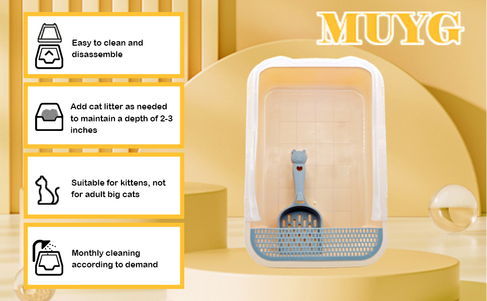 MUYG Open Cat Litter Box with High Side,AntiSplashing
