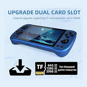 X55 Handheld 16G+256G Retro Arcade Handheld Game Console Built-in 30,000 Games, JELOS System & RK3566 CPU, 5.5-Inch Portable Video Gaming Console for Kids Adults - Blue 13 Portable Powkiddy X55