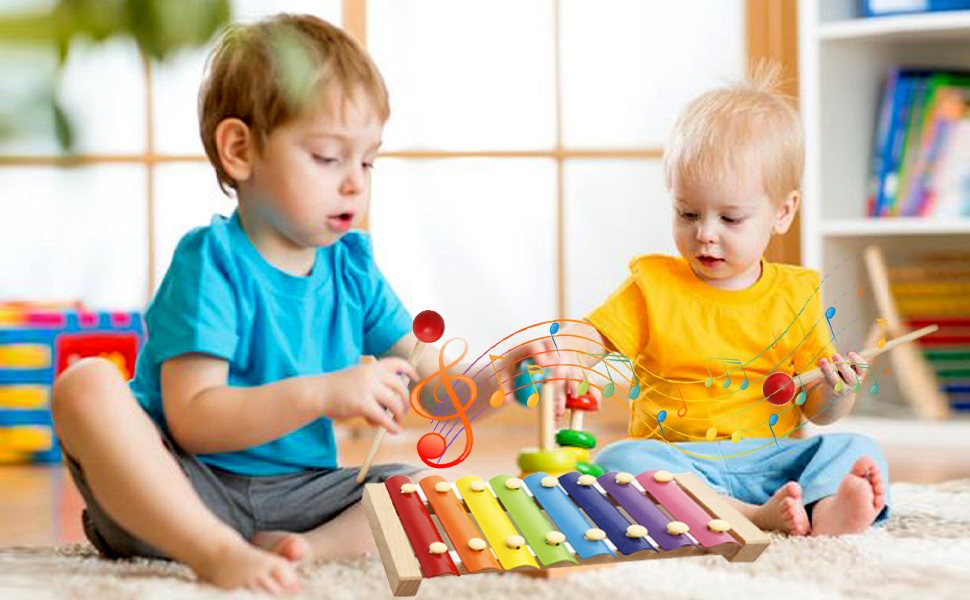 WELLXUNK Strumento Xilofono, Xilofono Bambini,Musical Giocattoli Xilofono,per Bambini di età