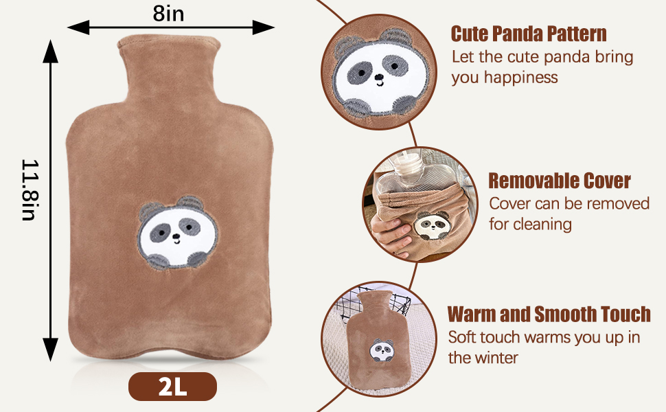 Mulaibdin 2L Hot Water Bottle with Cover, PVC Safe Hot Water Bottle