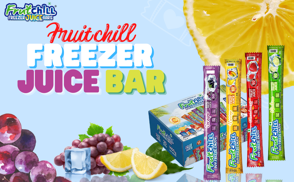 Fruitchill Freezer Juice bars Heavenly Bliss variant Nimboo Grape Mango Strawberry