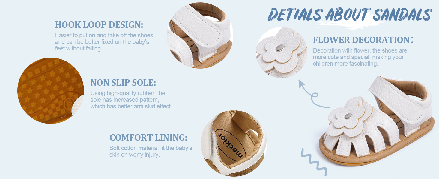 Sawimlgy Baby Girls Boys Sandals Summer Shoe Rubber Sole PU Leather Mesh Infant Toddler Shoes