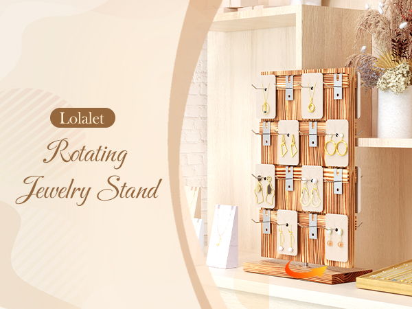 Amazon.com: Lolalet Wood Rotating Jewelry Display Stand for