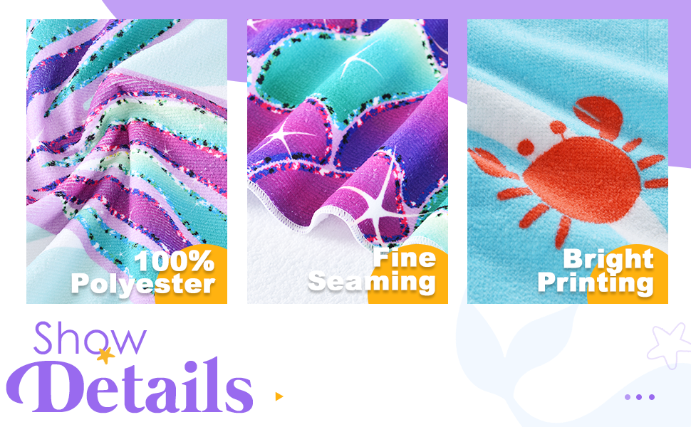 WERNNSAI Mermaid Beach Towel 30” x 60” Mermaid Tail