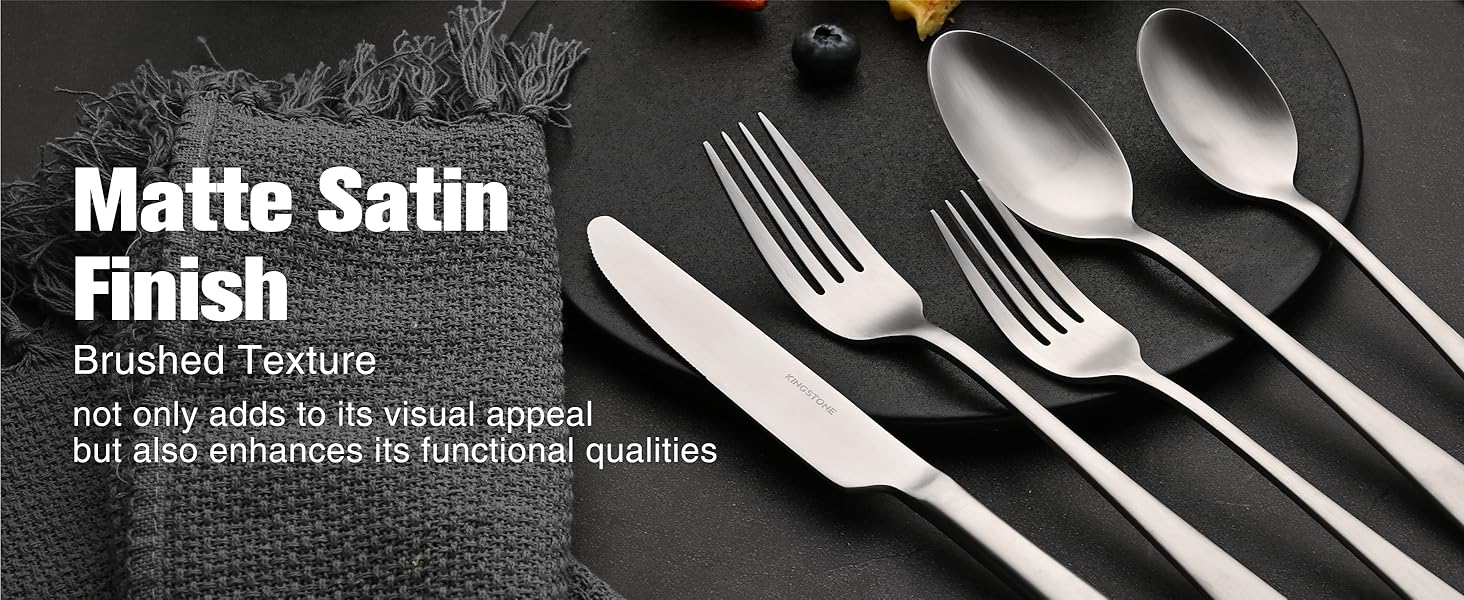 KINGSTONE Silverware Set for 8, 40Piece 18/10 Stainless