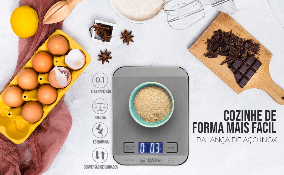 balança de cozinha RHINO, balança de cozinha inox, balança RHINO Barec-5x
