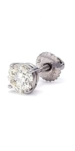 0.40ct Lab Grown Diamond Single Stud Earrings for Men in 14kt White Gold