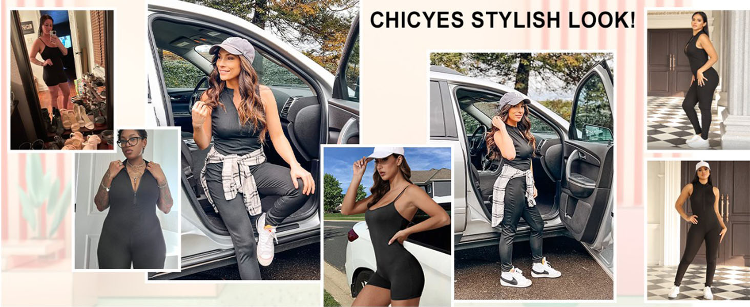 Women's Bodycon Sexy Jumpsuits Sleeveless Ribbed Zipper One Piece Pants Rompers Summer Black Outfits