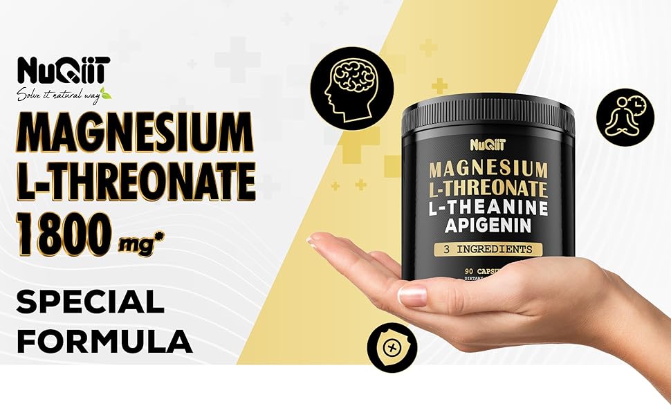 Magnesium LThreonate 1500mg LTheanine 200mg Apigenin 100mg Supplement 90