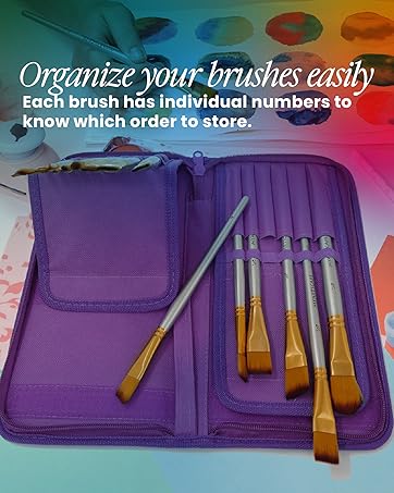 MyArtscape Paint Brush Holder, Purple Organizer For 15 Short Handle Brushes