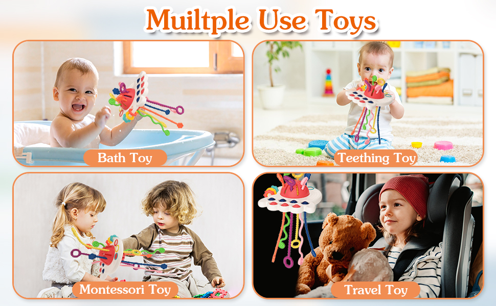 Montessori Toys for Babies 1 Year Old, Boogem Baby Toys 6 to 12 Months, Pull String Activity Toy