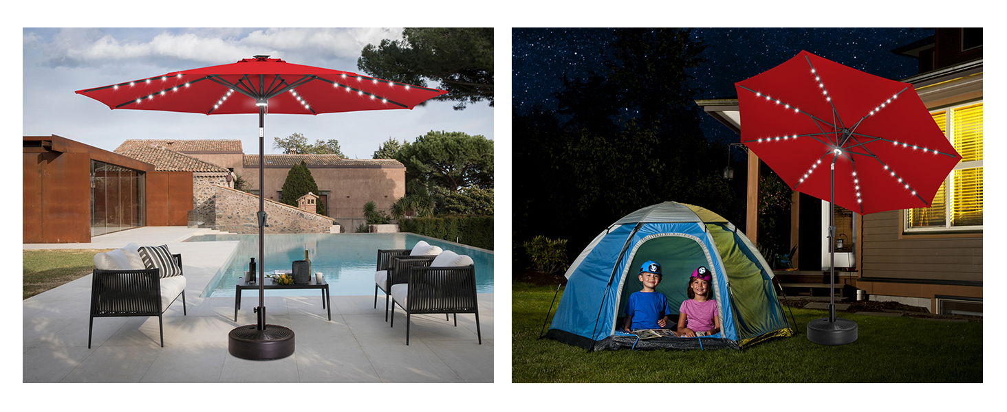 patio umbrella with solar lights