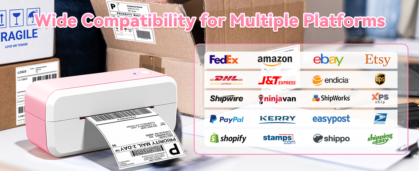 Bluetooth Thermal Shipping Label Printer, Wireless 4x6 Label Printer